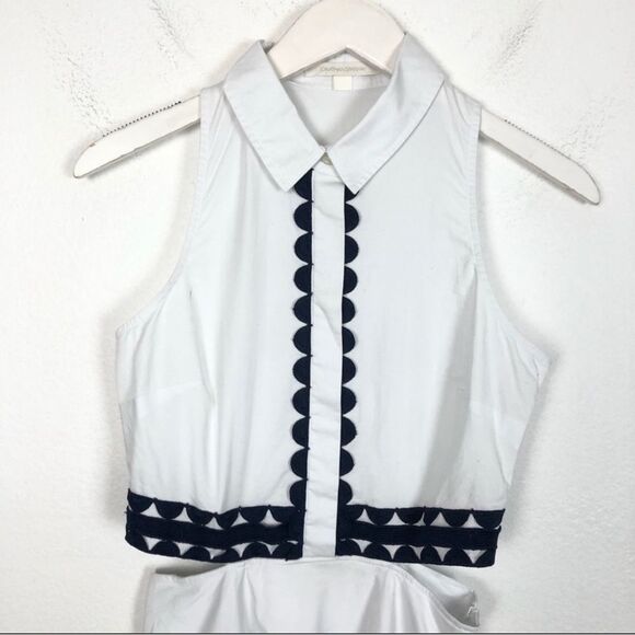 Jonathan Simkhai Cutout Trim Shirt Dress Size Small White Sleeveless Pop… - Picture 3 of 11